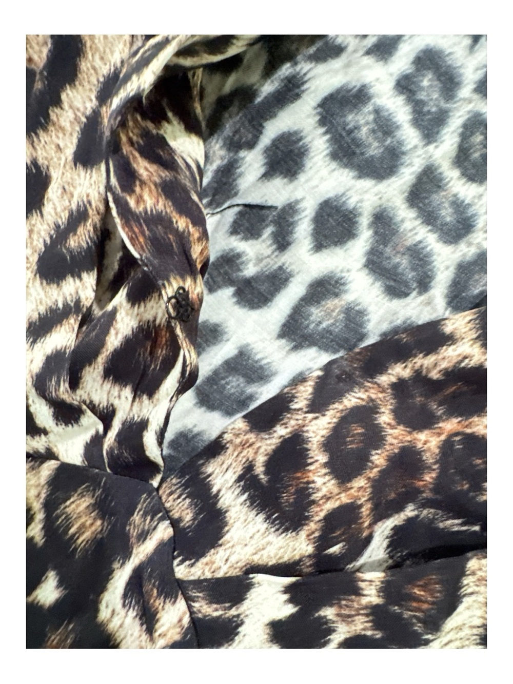 Farm Rio Natural Skin Cream Leopard Midi Dress Puff Sleeve V-Neck NWT Size M - Picture 5 of 7